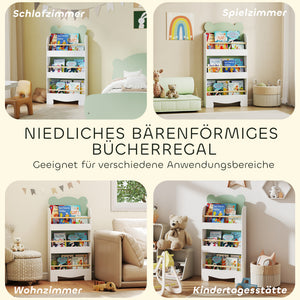 Kinder Bücherregal 3-stufig mit Tiermotiv für Kinderzimmer grün