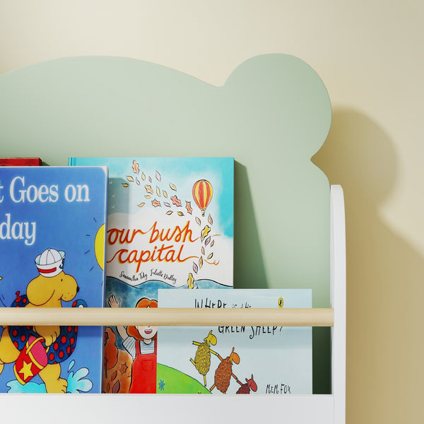 Kinder Bücherregal 3-stufig mit Tiermotiv für Kinderzimmer grün