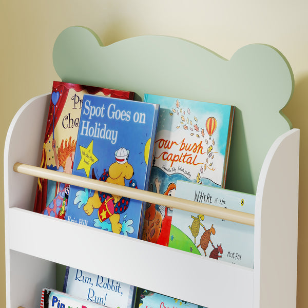 Kinder Bücherregal 3-stufig mit Tiermotiv für Kinderzimmer grün