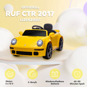 Kinder Elektroauto 12V mit Fernbedienung LED und MP3 gelb
