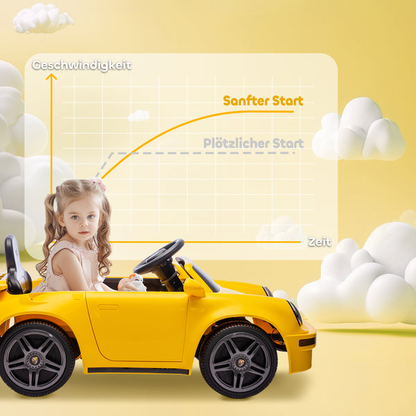 Kinder Elektroauto 12V mit Fernbedienung LED und MP3 gelb