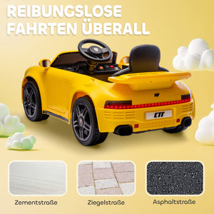 Kinder Elektroauto 12V mit Fernbedienung LED und MP3 gelb