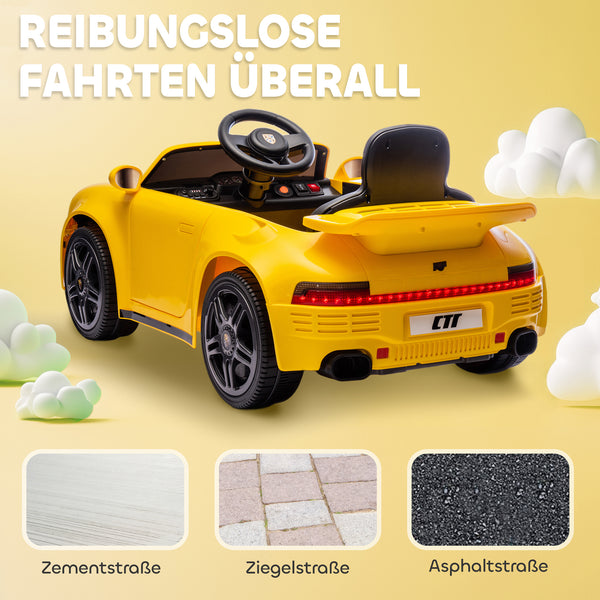 Kinder Elektroauto 12V mit Fernbedienung LED und MP3 gelb
