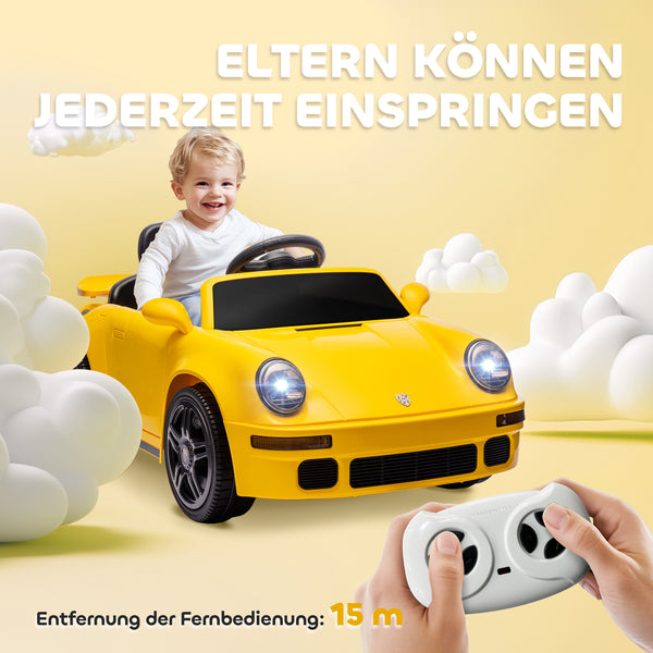 Kinder Elektroauto 12V mit Fernbedienung LED und MP3 gelb