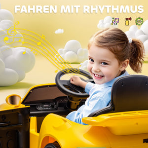 Kinder Elektroauto 12V mit Fernbedienung LED und MP3 gelb