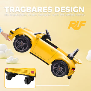 Kinder Elektroauto 12V mit Fernbedienung LED und MP3 gelb