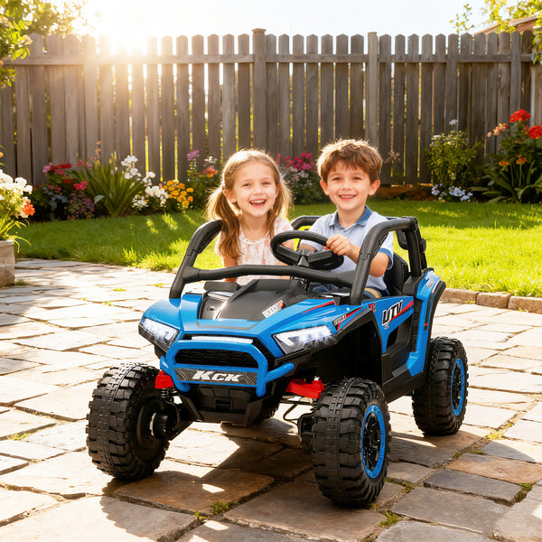 Kinder Elektroauto 2-Sitzer mit Fernbedienung Musik und Lichter blau