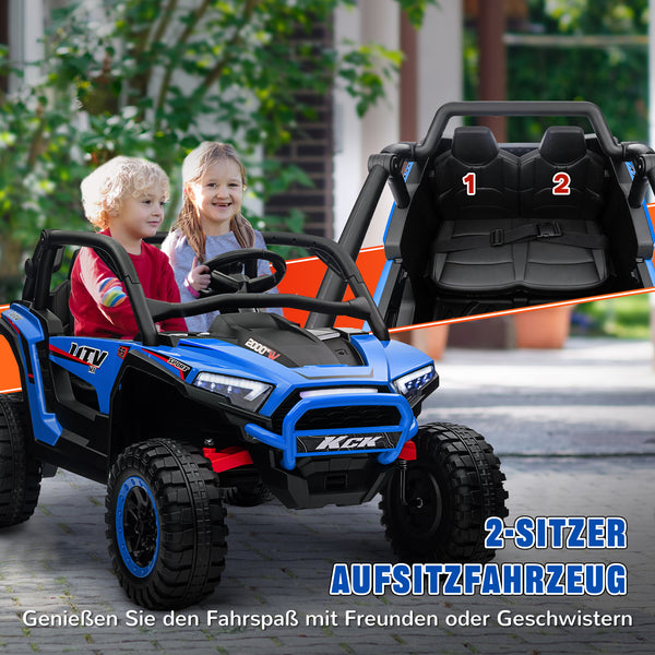 Kinder Elektroauto 2-Sitzer mit Fernbedienung Musik und Lichter blau