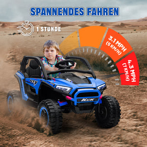 Kinder Elektroauto 2-Sitzer mit Fernbedienung Musik und Lichter blau