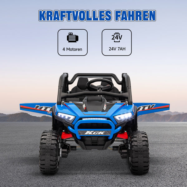 Kinder Elektroauto 2-Sitzer mit Fernbedienung Musik und Lichter blau