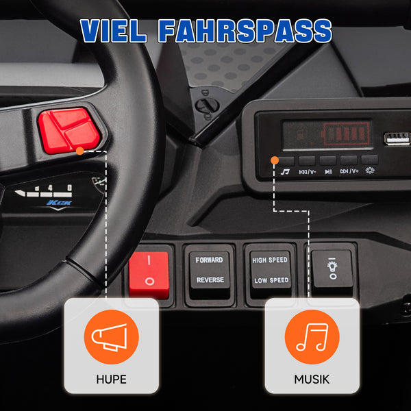 Kinder Elektroauto 2-Sitzer mit Fernbedienung Musik und Lichter blau