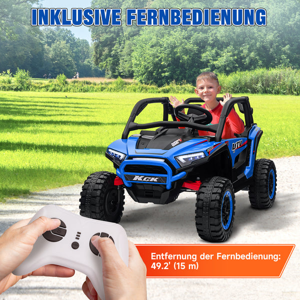 Kinder Elektroauto 2-Sitzer mit Fernbedienung Musik und Lichter blau