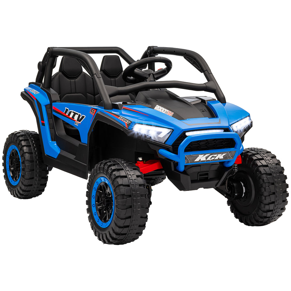 Kinder Elektroauto 2-Sitzer mit Fernbedienung Musik und Lichter blau