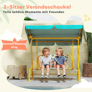 Kinder Hollywoodschaukel 2-Sitzer mit Sonnendach und Sicherheitsgurt