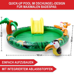 Kinder-Planschbecken mit Rutsche Dschungel-Design 182x62x165?cm