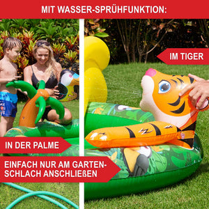 Kinder-Planschbecken mit Rutsche Dschungel-Design 182x62x165?cm