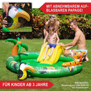 Kinder-Planschbecken mit Rutsche Dschungel-Design 182x62x165?cm