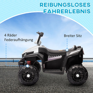 Kinder-Quad Elektro-Quad 12V mit 4-Rad-Federung & MP3 3-5 Jahre Weiss