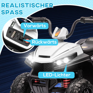 Kinder-Quad Elektro-Quad 12V mit 4-Rad-Federung & MP3 3-5 Jahre Weiss