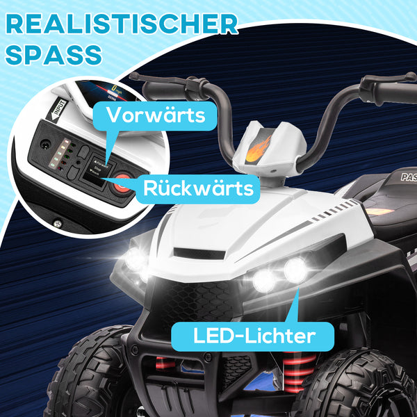 Kinder-Quad Elektro-Quad 12V mit 4-Rad-Federung & MP3 3-5 Jahre Weiss