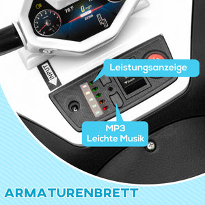 Kinder-Quad Elektro-Quad 12V mit 4-Rad-Federung & MP3 3-5 Jahre Weiss