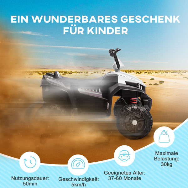 Kinder-Quad Elektro-Quad 12V mit 4-Rad-Federung & MP3 3-5 Jahre Weiss