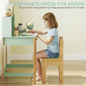 Kinder Schreibtisch mit Schubladen und Regal für Kinder grün