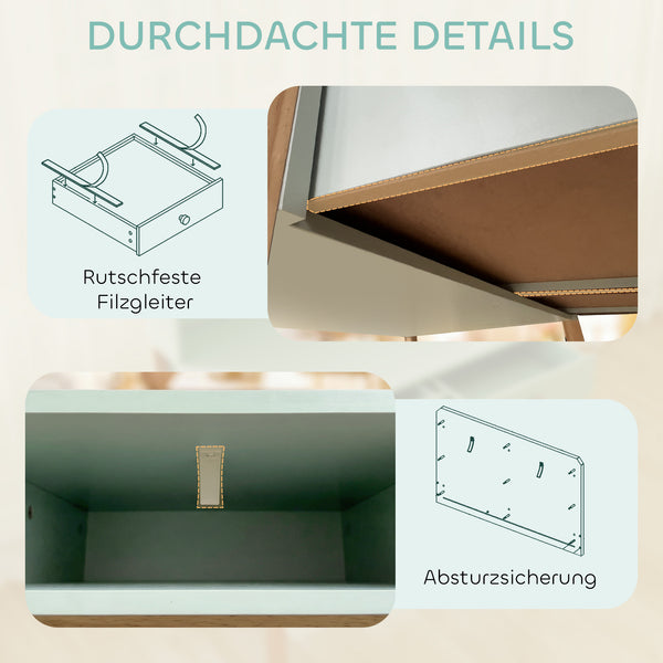 Kinder Schreibtisch mit Schubladen und Regal für Kinder grün