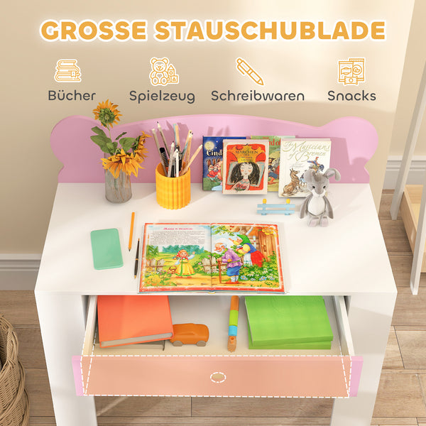 Kinder Schreibtisch Set mit Stuhl und Schublade für Mädchen rosa