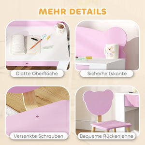 Kinder Schreibtisch Set mit Stuhl und Schublade für Mädchen rosa