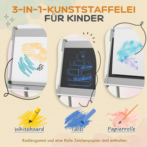 Kinder-Wandtafel Whiteboard & Ablage 3-in-1 3-8 Jahre Grau