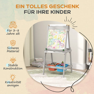 Kinder-Wandtafel Whiteboard & Ablage 3-in-1 3-8 Jahre Grau