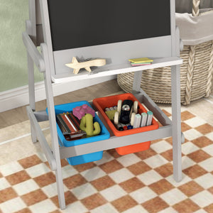 Kinder-Wandtafel Whiteboard & Ablage 3-in-1 3-8 Jahre Grau