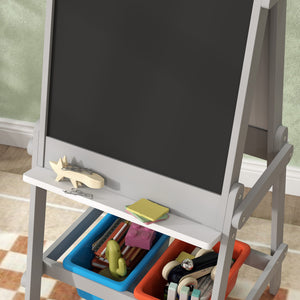 Kinder-Wandtafel Whiteboard & Ablage 3-in-1 3-8 Jahre Grau