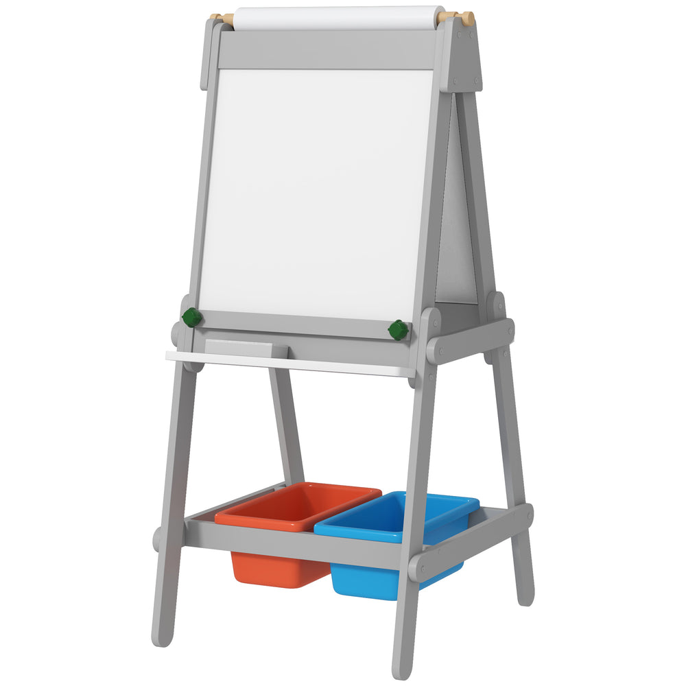 Kinder-Wandtafel Whiteboard & Ablage 3-in-1 3-8 Jahre Grau