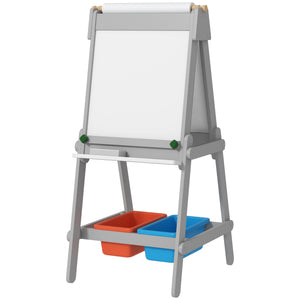 Kinder-Wandtafel Whiteboard & Ablage 3-in-1 3-8 Jahre Grau