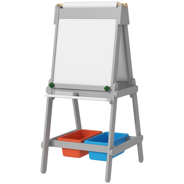 Kinder-Wandtafel Whiteboard & Ablage 3-in-1 3-8 Jahre Grau
