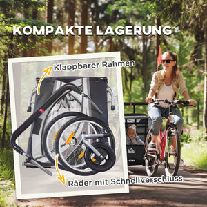 Kinderanhänger 2-in-1 klappbar für 2 Kinder bis 264kg belastbar Grau