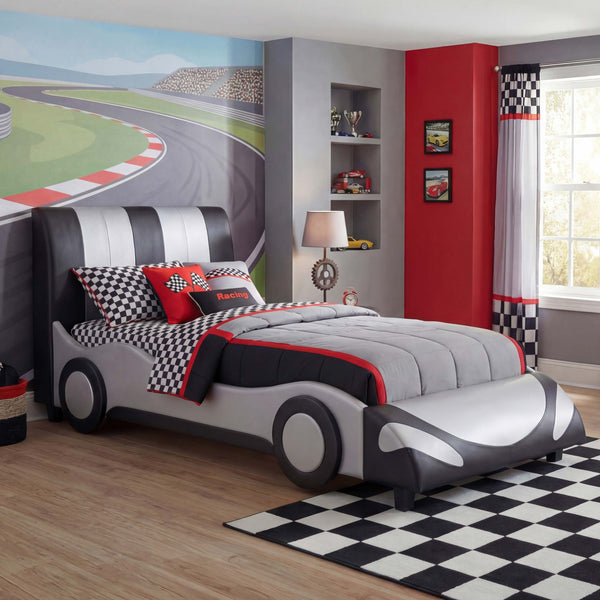 Kinderbett Autobett mit Lattenrost Kunstleder Holz 190x100cm