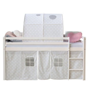 Kinderbett Etagenbett Hochbett 90x200cm aus Holz Weiss-Grau