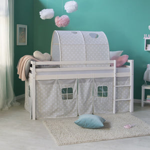 Kinderbett Etagenbett Hochbett 90x200cm aus Holz Weiss-Grau