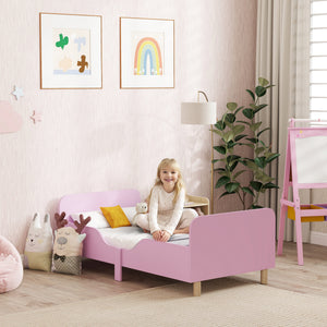 Kinderbett mit Schutzgitter ohne Matratze für Kinderzimmer rosa