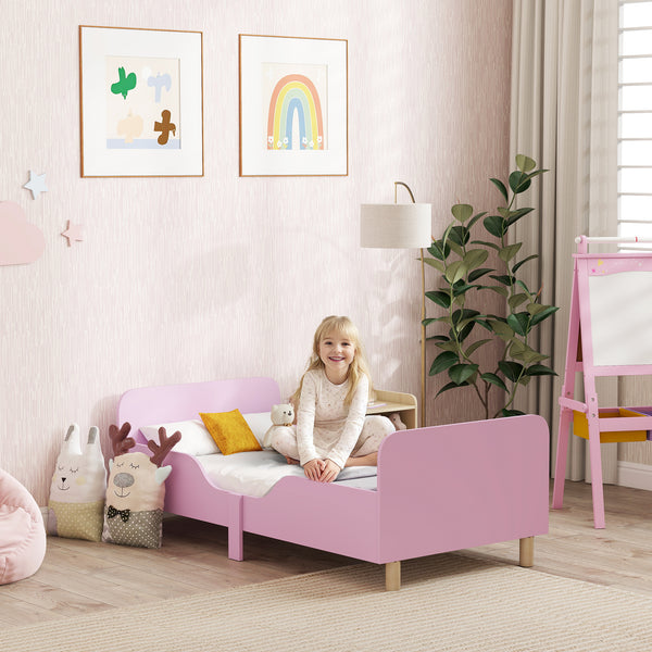 Kinderbett mit Schutzgitter ohne Matratze für Kinderzimmer rosa