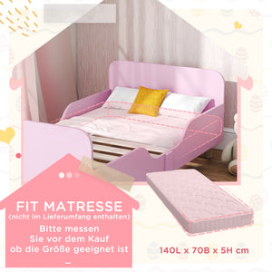 Kinderbett mit Schutzgitter ohne Matratze für Kinderzimmer rosa
