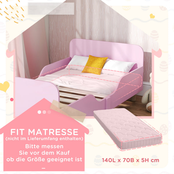 Kinderbett mit Schutzgitter ohne Matratze für Kinderzimmer rosa