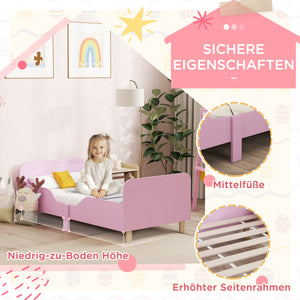 Kinderbett mit Schutzgitter ohne Matratze für Kinderzimmer rosa
