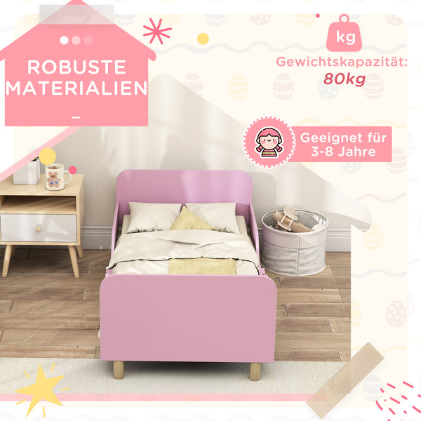 Kinderbett mit Schutzgitter ohne Matratze für Kinderzimmer rosa