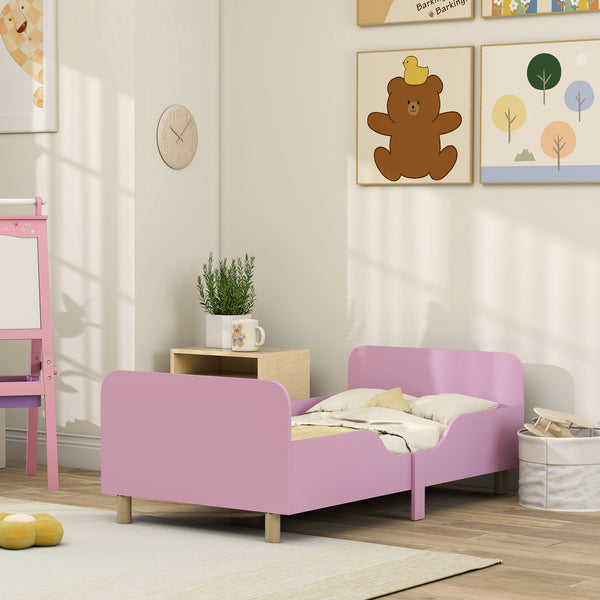 Kinderbett mit Schutzgitter ohne Matratze für Kinderzimmer rosa