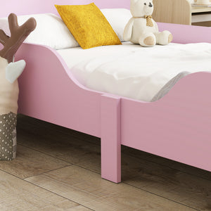 Kinderbett mit Schutzgitter ohne Matratze für Kinderzimmer rosa