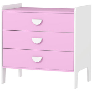 Kinderkommode mit 3 Schubladen für Mädchenzimmer rosa weiss